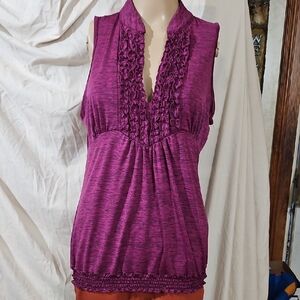 Heart Soul Sleeveless Ruffled Top - Magenta